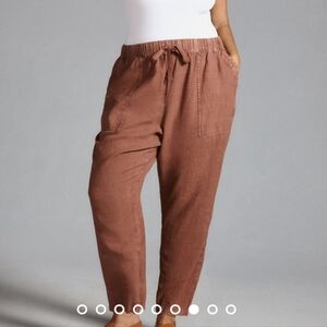 Anthro Pilcro Linen Blend Pull-on Drawstring Pants w/ Front Slant Pockets Sz XL